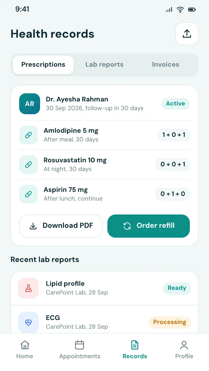 CarePoint: Prescriptions and reports in one place