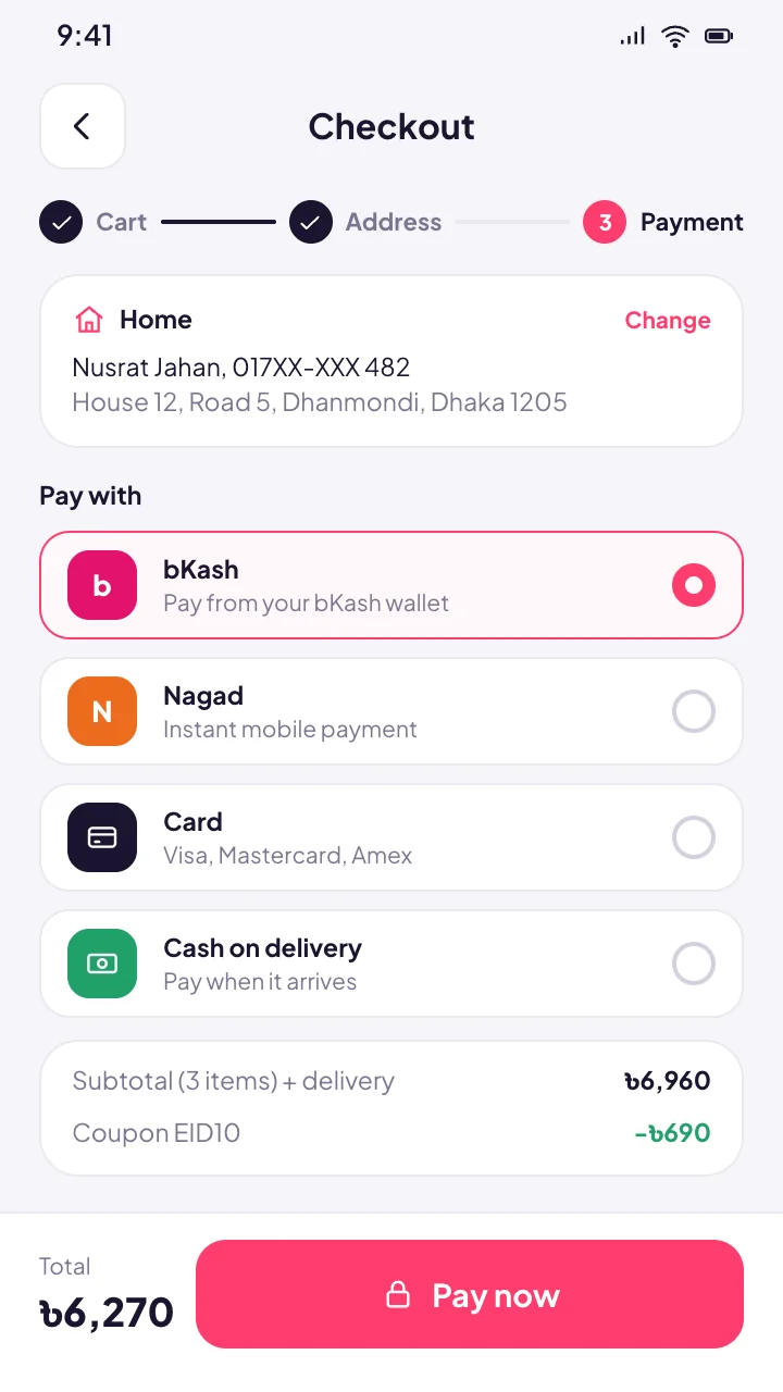 Shopora: Checkout in three steps